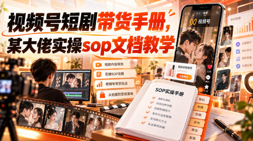 视频号短剧带货手册，某大佬实操sop文档教学-佰因轻创网