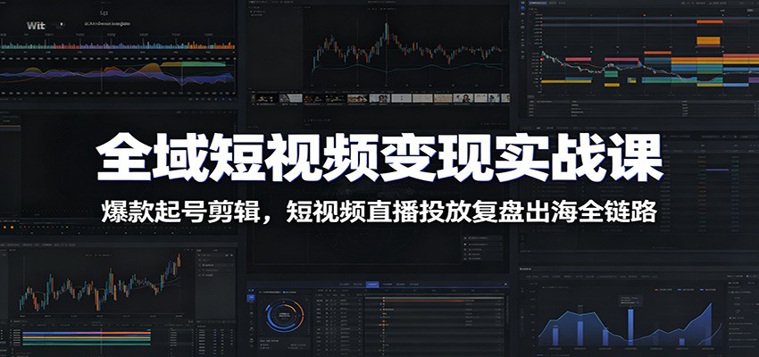 全域短视频变现实战课：爆款起号剪辑，短视频直播投放复盘出海全链路-佰因轻创网