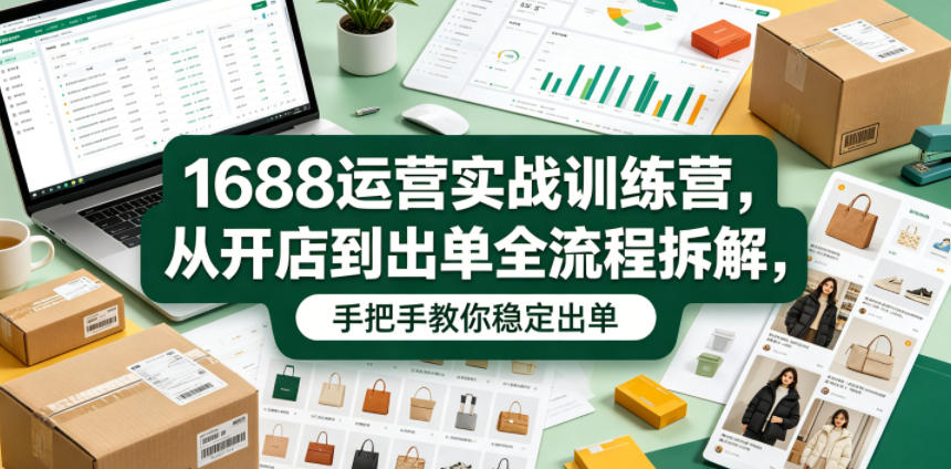 1688运营实战训练营，从开店到出单全流程拆解，手把手教你稳定出单（更新0620）-佰因轻创网