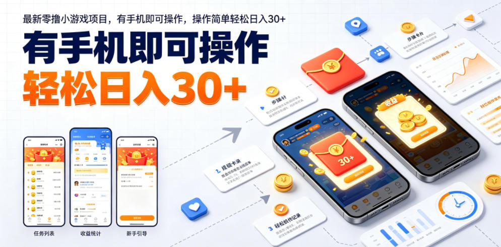 最新零撸小游戏项目，有手机即可操作，操作简单轻松日入30+-佰因轻创网