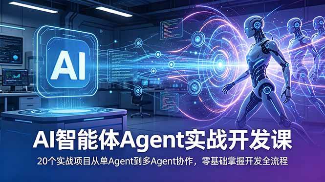 （18983期）AI智能体Agent实战开发课：20个实战项目从单Agent到多Agent协作，零基础掌握开发全流程-佰因轻创网