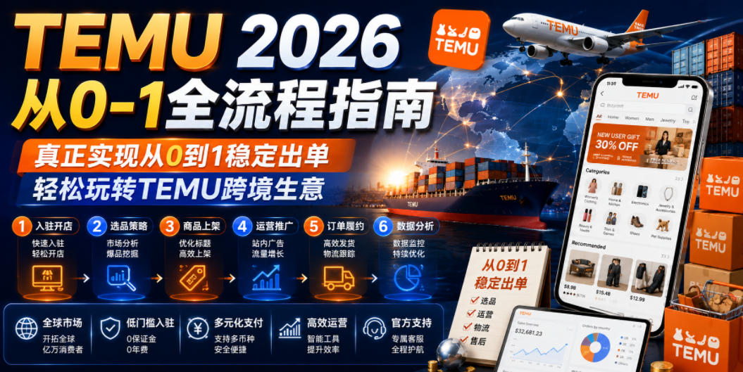 TEMU 2026从0-1全流程指南，真正实现从0到1稳定出单，轻松玩转TEMU跨境生意-佰因轻创网