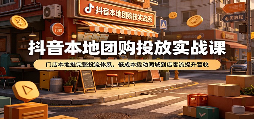 抖音本地团购投放实战课：门店本地推完整投流体系，低成本撬动同城到店客流提升营收-佰因轻创网