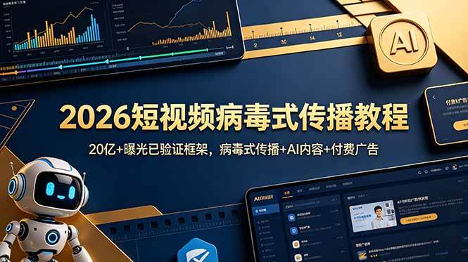 （18986期）2026短视频病毒式传播教程：20亿+曝光已验证框架，病毒式传播+AI内容+付费广告-佰因轻创网