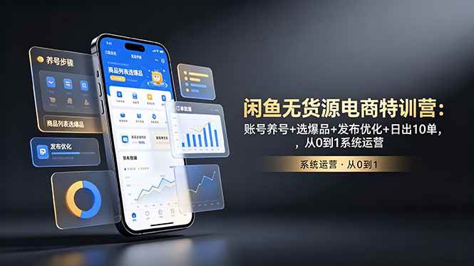 （18979期）闲鱼无货源电商特训营：账号养号+选爆品+发布优化+日出10单，从0到1系统运营-佰因轻创网