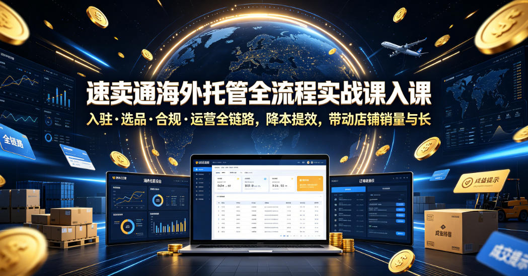 速卖通海外托管全流程实战课入驻・选品・合规・运营全链路，降本提效，带动店铺销量与收益增长-佰因轻创网