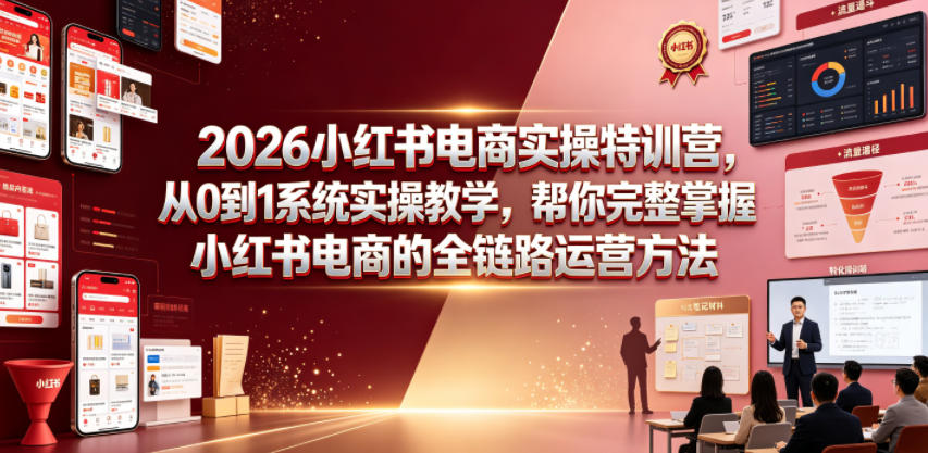 2026小红书电商实操特训营，从0到1系统实操教学，帮你完整掌握小红书电商的全链路运营方法-佰因轻创网