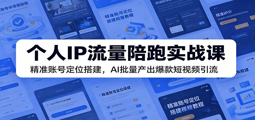 个人IP流量陪跑实战课：精准账号定位搭建，AI批量产出爆款短视频引流-佰因轻创网