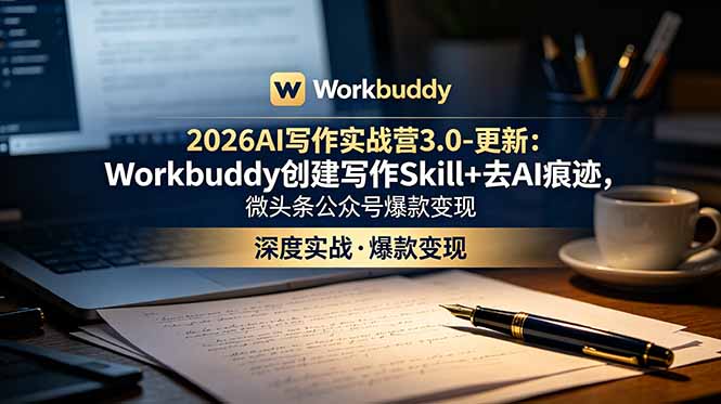 2026AI写作实战营3.0-更新：Workbuddy创建写作Skill+去AI痕迹，微头条公众号爆款变现-佰因轻创网