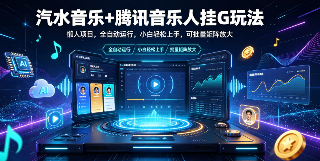 汽水音乐+腾讯音乐人挂G玩法，懒人项目，全自动运行，小白轻松上手，可批量矩阵放大【揭秘】-佰因轻创网