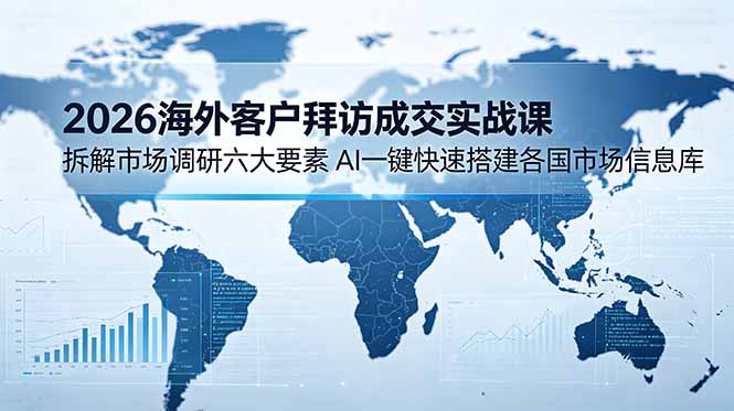 2026海外客户拜访成交实战课：拆解市场调研六大要素，AI一键快速搭建各国市场信息库-佰因轻创网