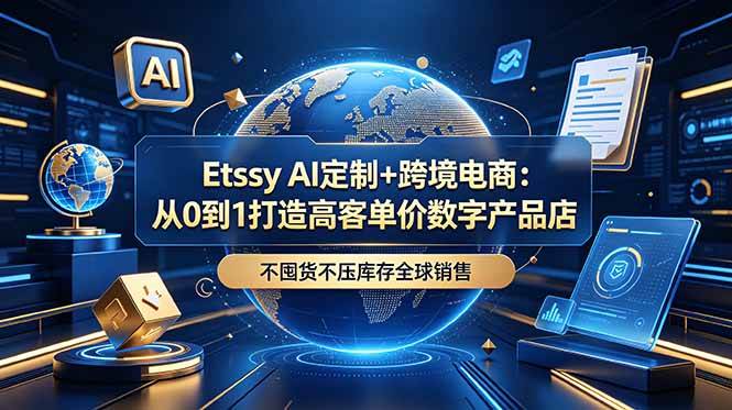 （18974期）Etsy AI定制+跨境电商：从0到1打造高客单价数字产品店，不囤货不压库存全球销售-佰因轻创网