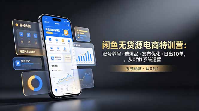 闲鱼无货源电商特训营:账号养号+选爆品+发布优化+日出10单,从0到1系统运营-佰因轻创网