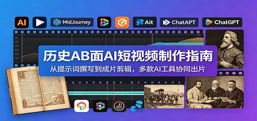 历史AB面AI短视频制作指南：从提示词撰写到成片剪辑，多款AI工具协同出片-佰因轻创网
